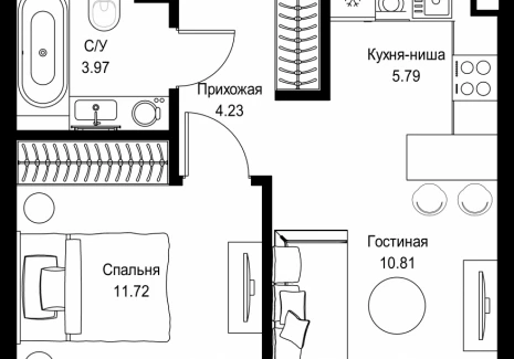 1-комнатная квартира - пр-т Мира, 186А / ЖК Мира - фото 1