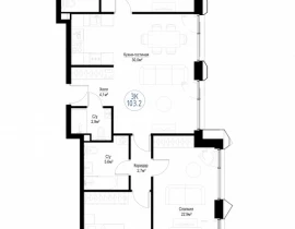 4-комнатная квартира, 101.2 м2 , 4 этаж, Волгоградский п-т, 32/5/4 - фото 1