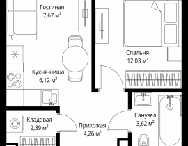 1-комнатная квартира, 36.09 м2 , 14 этаж, 3-й Силикатный проезд, 10 - фото 1