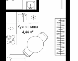 1-комнатная квартира, 22.09 м2 , 3 этаж, 3-й Силикатный проезд, 10 - фото 1