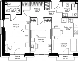 2-комнатная квартира, 61.51 м2 , 3 этаж, Дмитровское шоссе, 87 - фото 1