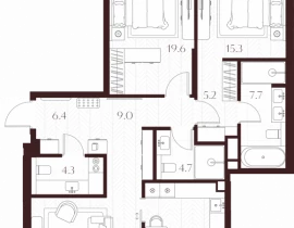 2-комнатная квартира, 111.5 м2 , 5 этаж, Климашкина, 7/11 - фото 1