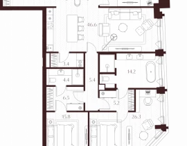 3-комнатная квартира, 156.1 м2 , 2 этаж, Климашкина, 7/11 - фото 1