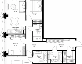 3-комнатная квартира, 91.47 м2 , 3 этаж, пр-т Мира, 186А - фото 1