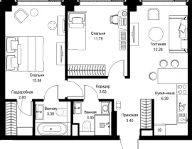 2-комнатная квартира, 62.51 м2 , 3 этаж, пр-т Мира, 186А - фото 1