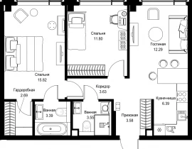 2-комнатная квартира, 63.14 м2 , 8 этаж, пр-т Мира, 186А - фото 1
