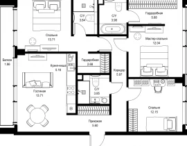 3-комнатная квартира, 90.03 м2 , 11 этаж, пр-т Мира, 186А - фото 1