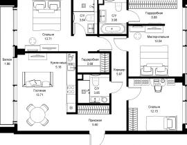 3-комнатная квартира, 90.03 м2 , 6 этаж, пр-т Мира, 186А - фото 1