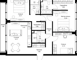 3-комнатная квартира, 90.03 м2 , 8 этаж, пр-т Мира, 186А - фото 1