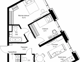 2-комнатная квартира, 58.56 м2 , 16 этаж, пр-т Мира, 186А - фото 1
