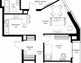 3-комнатная квартира, 86.49 м2 , 19 этаж, пр-т Мира, 186А - фото 1