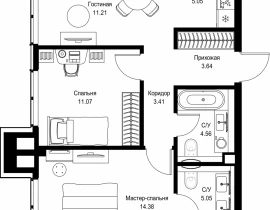 2-комнатная квартира, 58.37 м2 , 20 этаж, пр-т Мира, 186А - фото 1