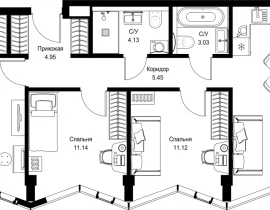 3-комнатная квартира, 75.58 м2 , 19 этаж, пр-т Мира, 186А - фото 1