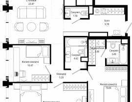 3-комнатная квартира, 110.6 м2 , 49 этаж, 4-я улица Марьиной Рощи, 10 - фото 1