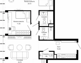 2-комнатная квартира, 84.3 м2 , 53 этаж, 4-я улица Марьиной Рощи, 10 - фото 1