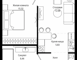 1-комнатная квартира, 44.1 м2 , 53 этаж, 4-я улица Марьиной Рощи, 10 - фото 1