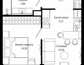 1-комнатная квартира, 41.5 м2 , 13 этаж, 4-я улица Марьиной Рощи, 10 - фото 1