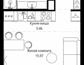 Квартира студия, 30.4 м2 , 14 этаж, 4-я улица Марьиной Рощи, 10 - фото 1
