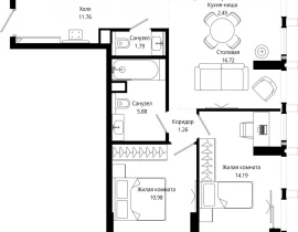 2-комнатная квартира, 65 м2 , 17 этаж, 4-я улица Марьиной Рощи, 10 - фото 1