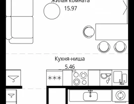 Квартира студия, 29.8 м2 , 19 этаж, 4-я улица Марьиной Рощи, 10 - фото 1