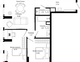 2-комнатная квартира, 65 м2 , 20 этаж, 4-я улица Марьиной Рощи, 10 - фото 1