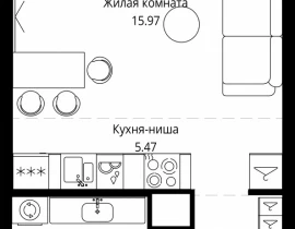 Квартира студия, 30.3 м2 , 20 этаж, 4-я улица Марьиной Рощи, 10 - фото 1