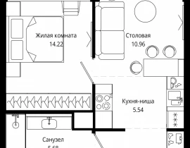 1-комнатная квартира, 41.3 м2 , 21 этаж, 4-я улица Марьиной Рощи, 10 - фото 1