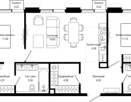2-комнатная квартира, 75.1 м2 , 6 этаж, 4-я улица Марьиной Рощи, 10 - фото 1