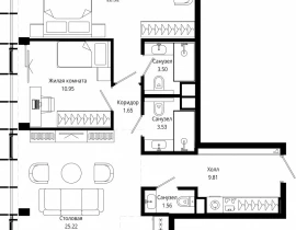 2-комнатная квартира, 83.8 м2 , 51 этаж, 4-я улица Марьиной Рощи, 10 - фото 1