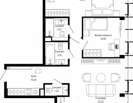 2-комнатная квартира, 84.1 м2 , 51 этаж, 4-я улица Марьиной Рощи, 10 - фото 1