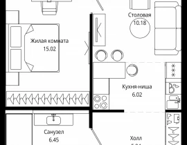 1-комнатная квартира, 43.9 м2 , 53 этаж, 4-я улица Марьиной Рощи, 10 - фото 1