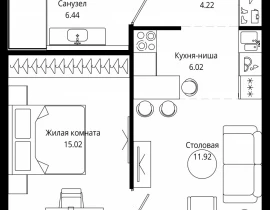 1-комнатная квартира, 43.8 м2 , 55 этаж, 4-я улица Марьиной Рощи, 10 - фото 1