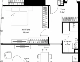 2-комнатная квартира, 83 м2 , 46 этаж, 1-й Красногвардейский проезд, 13 - фото 1