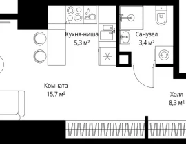 1-комнатная квартира, 32.7 м2 , 46 этаж, 1-й Красногвардейский проезд, 13 - фото 1
