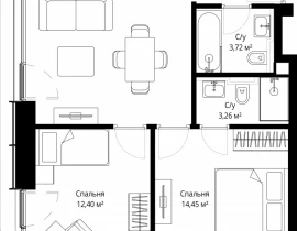 2-комнатная квартира, 59.68 м2 , 22 этаж, Волоколамское шоссе, 97 - фото 1