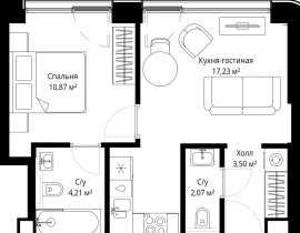 1-комнатная квартира, 37.88 м2 , 23 этаж, Волоколамское шоссе, 97 - фото 1