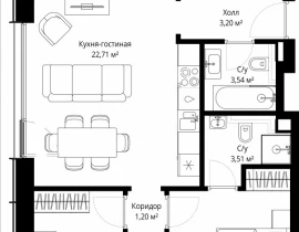 3-комнатная квартира, 76.62 м2 , 38 этаж, Волоколамское шоссе, 97 - фото 1