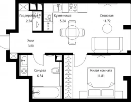 1-комнатная квартира, 41.25 м2 , 9 этаж, Волоколамское шоссе, 95с2 - фото 1