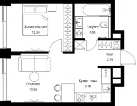 1-комнатная квартира, 39.94 м2 , 8 этаж, Волоколамское шоссе, 95с2 - фото 1