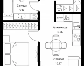 1-комнатная квартира, 40.41 м2 , 11 этаж, Волоколамское шоссе, 95с2 - фото 1