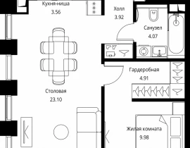 1-комнатная квартира, 49.53 м2 , 6 этаж, Волоколамское шоссе, 95с2 - фото 1