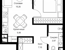 1-комнатная квартира, 39.45 м2 , 8 этаж, Волоколамское шоссе, 95с2 - фото 1