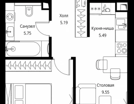 1-комнатная квартира, 37.65 м2 , 10 этаж, Волоколамское шоссе, 95с2 - фото 1