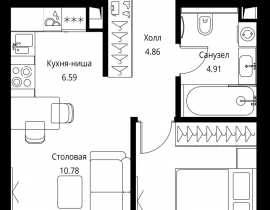 1-комнатная квартира, 37.63 м2 , 10 этаж, Волоколамское шоссе, 95с2 - фото 1
