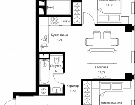 2-комнатная квартира, 61.64 м2 , 14 этаж, Волоколамское шоссе, 95с2 - фото 1