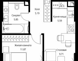 1-комнатная квартира, 38.21 м2 , 15 этаж, Волоколамское шоссе, 95с2 - фото 1