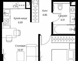 1-комнатная квартира, 37.94 м2 , 15 этаж, Волоколамское шоссе, 95с2 - фото 1
