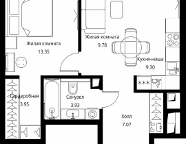1-комнатная квартира, 47.38 м2 , 25 этаж, Волоколамское шоссе, 95с2 - фото 1