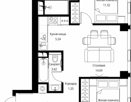 2-комнатная квартира, 61.48 м2 , 2 этаж, Волоколамское шоссе, 95с2 - фото 1