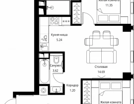 2-комнатная квартира, 61.5 м2 , 3 этаж, Волоколамское шоссе, 95с2 - фото 1
